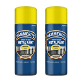 2X Hammerite Smooth Yellow Spray Paint 400ml Spray Paint